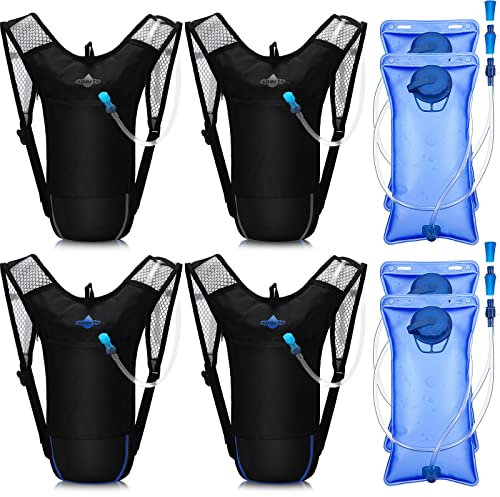 Weewooday 4 Pack Hydration Backpack Pack with 2l Water Bladder Hiking Lightweight Water Backpack Bulk with Hydration Bladder Running Cycling Biking Camping Music Festival Outdoor for Men and Women
