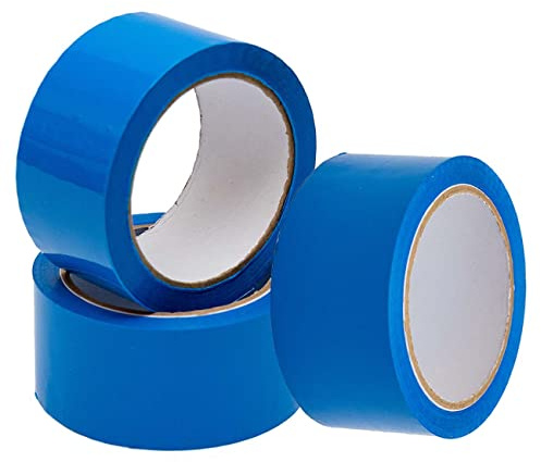 Edenpack 3 Rolls Blue Colour Low Noise Adhesive Tape 50MM x 66M Art and Craft DIY Decorative Packaging Packing Parcel Strong Seal Coloured Acrylic Tape