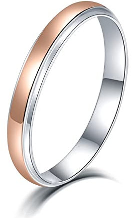 BCughia Verlobungsringe, Ehering Platin 14 Karat Roségold Weißgold Elegantes Zweifarbiges Design Jubiläum Ringe Damen Größe 52(16.6)