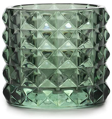 Teelichthalter aus Glas AmeliaHome Kerzenhalter Teelichtglas 7x6,5 cm Malaga Flaschengrün