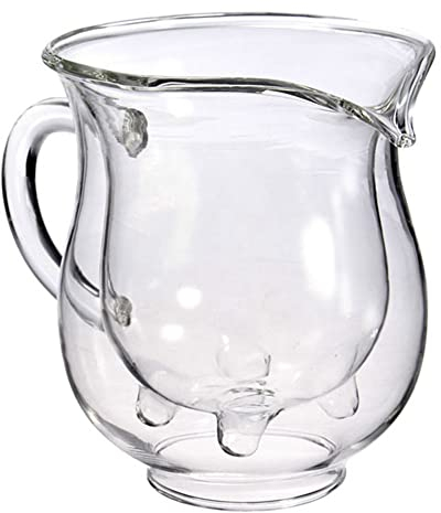 YUHUAWF Gravy Boat Creative Cow Double Layer Glass Creamer Cup 250ml Lovely Milk Jug Juice Tea Coffee Cup Clear Glass Mug Milk Frother Pitcher Ergonomic Handle