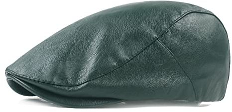 oonui Schiebermütze Herren Man Berets Leder Vintage Flat Caps Gatsby Male Solid Grau Schwarz Frühling Herbst Winter Verstellbare Fahrerhüte, Grün, Einheitsgröße