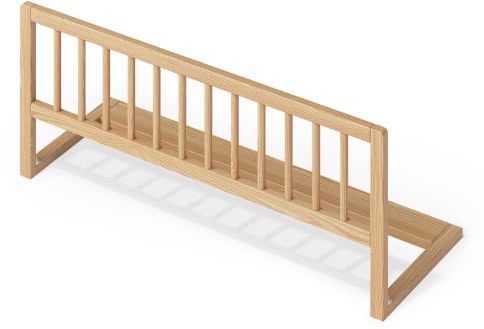 Bellabino Yuna Rausfallschutz – Kinder Bettschutzgitter 90 cm breit – aus Kiefer Massivholz Natur – klappbares Bettgitter für Kinderbett & Reisen – vormontierter Fallschutz für Kleinkinder & Babys