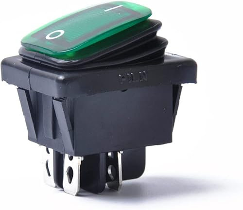 AUTOZOCO Interruptor basculante impermeable, Interruptor 2 posiciones, interruptor 4 vias, IP67, ON-OFF DPST, 16 A 250 VAC / 20 A 125 VAC, Luz Verde