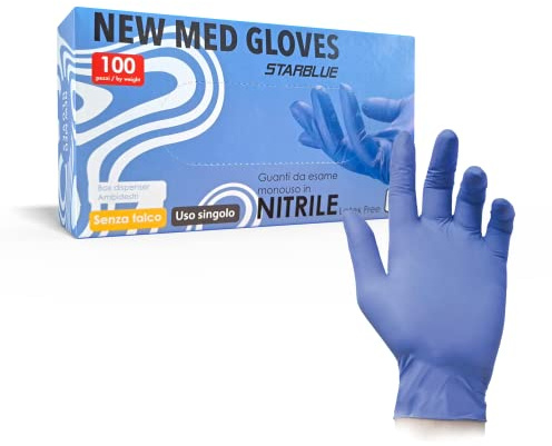general merchandising 100 Guanti in Nitrile Taglia L senza polvere, senza lattice, ipoallergenici, certificati CE | Guanti per alimenti Guanti Medici monouso (100 L)
