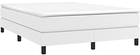 vidaXL Estructura de Cama con somier Cuero sintético Blanco 140x190cm