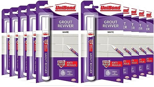 Unibond Grout Reviver Pen/Anti-mould grout pen for bathroom, kitchen, shower and floor tiles 7ml Bulk Buy 10 Pack