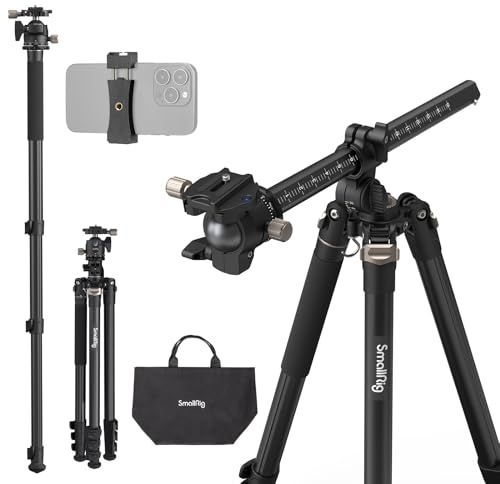 SMALLRIG 73 Zoll Kamerastativ, 360° drehbare Mittelsäule, horizontales Stativ Einbeinstativ, mit Smartphone-Halterung, Tragetasche für DSLR Camcorder, maximale Belastung 22lb 10kg - 4288