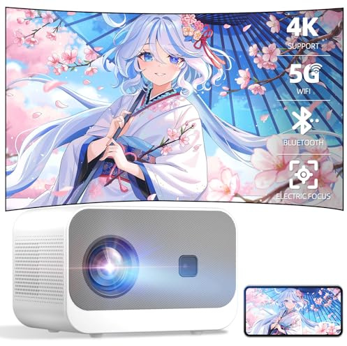 Mini Projector, 20000lm 4K Projector with WiFi Bluetooth Native 1080P, FHD 1080P HiFi Portable Outdoor Movie Projector Max 300”|ZOOM 50%|, TV Stick/HDMI/USB/AV/PS4/PS5/Laptop/Smartphone/Tablet Support