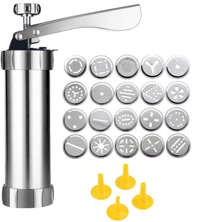 Kekspresse | Keksmaschine DIY | Kekspresse, Kekspresse Spritz Classic aus Edelstahl zum Backen, Kekspressen-Set mit 20 Dekorscheiben Soydan