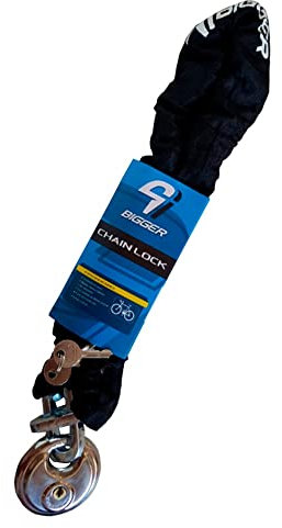 Candado de Cadena de Acero para Bicicletas, Antirrobo Resistente con Llave para Moto, Scooter de Alta Seguridad, Recubierta en Tela. 90cm x 10mm.