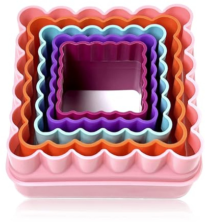 Lot de 5 emporte-pièces en plastique à deux côtés pour gâteaux, fruits, légumes, couleur aléatoire (forme carrée)