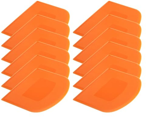 sourcing map Plastic Cake Scraper Dough Cutter Tool for Cutting Baking Kitchen Daily Use - Orange, Pack of 12