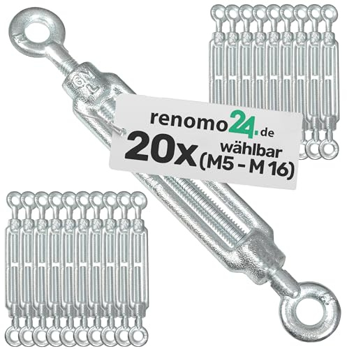 Renomo24-20x Spannschloss M5 Öse-Öse aus Stahl galvanisch verzinkt nach PN-EN 1993-1-11