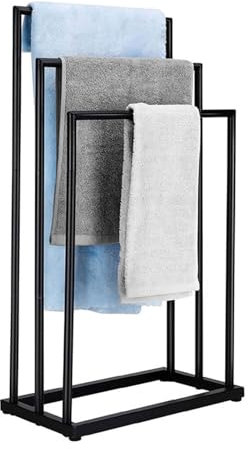 3-stöckiger Handtuchhalter Aus Metall, 3 Stangen, Freistehender Handtuchhalter, Trockenregal, Ständer, Handtuchhalter, Aufbewahrungsleiter, Badezimmer-accessoires-organizer, Bad-aufbewahrung Für Handt