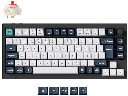 Keychron Q1 Max QMK Benutzerdefinierte mechanische Tastatur, deutsches DE ISO-Layout, Hot-Swap-fähiger programmierbarer Vollmetallknopf mit rotem Gateron-Schalter, 2,4 GHz/Bluetooth-Gaming-Tastatur