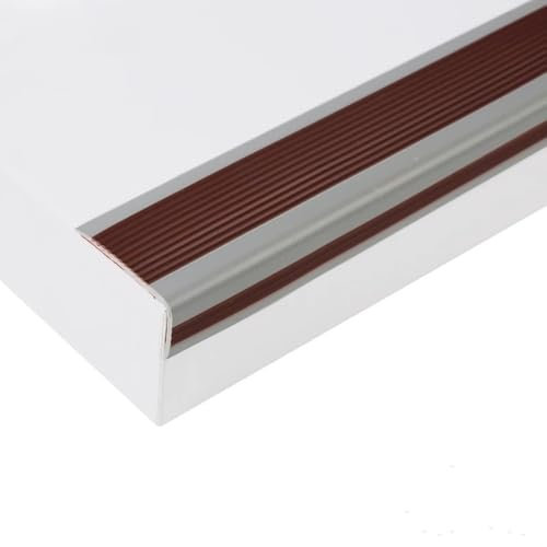 RTVGNSZSJL Schneidbar，Treppenkantenprofil，Selbstklebender Übergangsprofil, 120cm AntisRutsch Wasserdicht Treppenkante Kantenschutz Für Fliesen, Holz, Marmor Stufen(Brown,W100mm/4in)