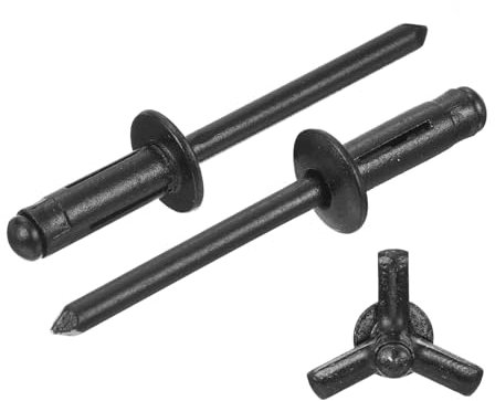 sourcing map 50 Stück 3/16 x 1/2 Zoll Aluminium Rundkopf Tri Grip Nieten Sortiment Birnen-Stil Nieten für Heimwerker, Blech, Autoreparaturen, Möbel, Marine Boot (schwarz)