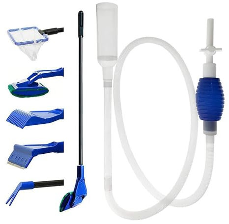 QWBDNMQP Herramientas De Limpieza para Acuarios, Manguera Sifónica Manual con Kit De Red para Peces, Aspirador Sifónico para Acuarios para Limpieza De Grava y Arena En Peceras