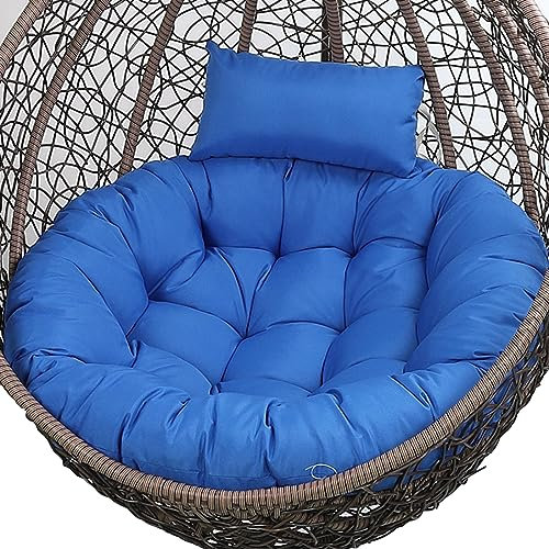 Egg Hängesessel Kissen mit Kopfstütze abnehmbar und waschbar, rundes Kissen für Indoor Outdoor, Ersatzkissen für Eierstuhl, Ø 125 cm, Dunkelgrau