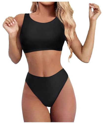 Bikini-Sets Für Damen , Triangel Bauchweg Badeanzüge Zweiteiliger Badeanzug Neckholder Sexy V Ausschnitt Bikini Sets Bikinioberteil Strandmode - Bikini Damen Set , Bikini Damen Set Sexy,Schwarz,M