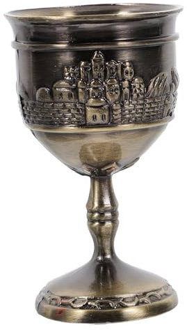 Una taza de decoración vintage proporciona tazas, Copas de vino sin tallo con tapa, taza térmica, taza de agua bendita, taza de café expreso, cáliz dorado, copas de aleación de zinc doradas(Olive Gree