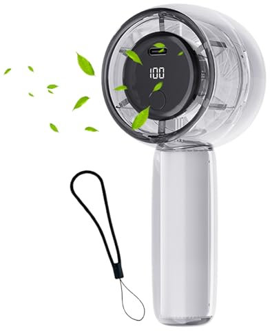 Ventilatore Portatile con Luci a LED,Ventilatore USB Velocità Regolabile (1 – 100),Display HD mini Ventilatore,USB Ricarica Rapida 2H,Ventilatore Potente per Viaggi/Esterno/Casa/Ufficio - Nero