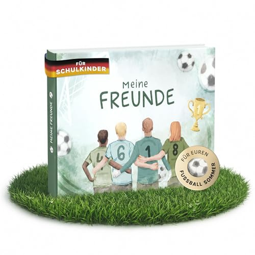 mintkind Freundebuch Fußball – Schulfreundebuch für Jungen mit 30 Einträgen, Fußball-Motiv, extra Seiten & robustem Hardcover – Geschenk für Grundschüler