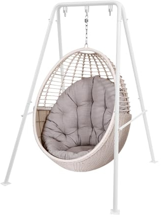 BRRIDE Support de hamac, support en métal en forme de A pour fauteuil suspendu, balançoire triangulaire, support de hamac pour intérieure/extérieure balcon terrasse (Blanc)