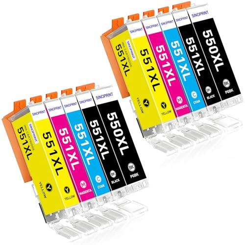 SINOPRINT PGI-550XL CLI-551 XL Druckerpatronen Kompatibel für Canon 550XL 551XL für PIXMA iP-7200 iP-7250 iP-8750 iX-6850 MG-5450 MG-5650 MG-6350 MG-6450 MG-6650 MG-7150 MX-725 MX-925, 10er-Set