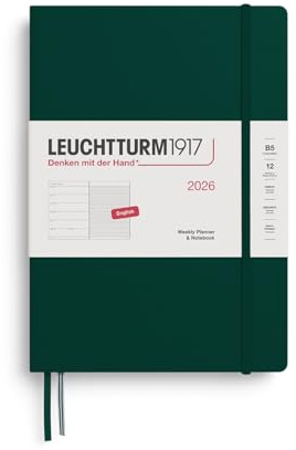 LEUCHTTURM1917 372647 veckokalender och anteckningsbok sammansättning (B5) 2026, Forest Green, engelska
