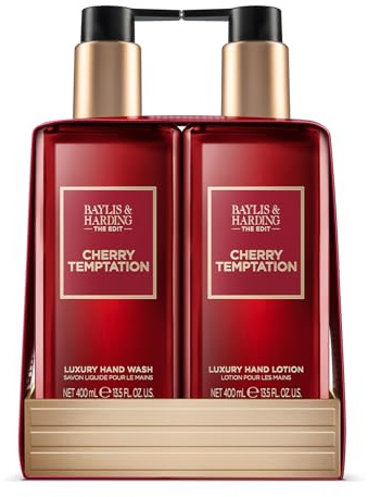 Baylis & Harding The Edit Cherry Temptation 2 Bottle Set, 400 ml Hand Wash & 400 ml Hand Lotion - Vegan Friendly (Pack of 1)