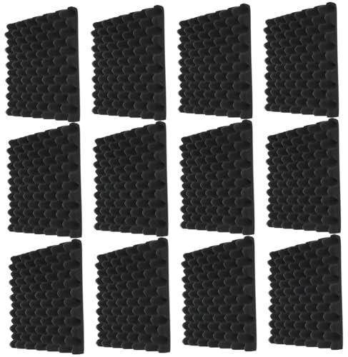 VANZACK 12 Panneaux D'insonorisation Auto-adhésifs En Mousse Acoustique 30x30x5 Cm, Rembourrage Insonorisant Haute Densité, Panneaux D'absorption Phonique Pour Studio Et Murs Insonorisés