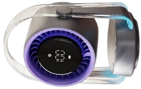 MARCBUSE Ventilador de escritorio recargable con diseño de oscilación de 100 velocidades, funcionamiento silencioso, luz nocturna azul, alimentado por USB, ventilador silencioso ajustable