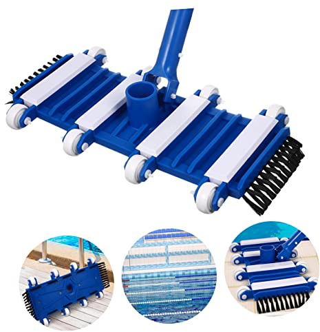 MOTHNUR Cabezal De Aspiración De Piscina Cepillo y Ruedas 14 Pulgadas para Limpieza Manual Eficaz Piscinas y Estanques, Accesorio Flexible Antiatasco para Aspiradora Profesional