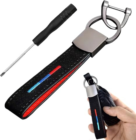 CHAOTEMAI Porte Clef Voiture Cuir Rotation à 360 Degrés + Mini Tournevis Porte-Clés Homme Créatif Pratique Car Key Ring Multifonction Portable Design Anti-Perte pour Voiture Moto Maison Bureau