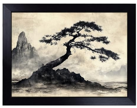 Lap Tray with Bean Bag Cushion, Japanese Tree | Handmade in the UK, Raised Wooden Edge, Padded Cushion, Heat-Resistant Wipe-Clean Surface, for Meals, Laptops and Crafts