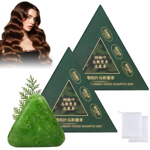 Nature Triangle Shampooing Bar, Usman Shampooing solide végétal, nettoyage doux et hydratant, savon pour Le Renforcement, L'éPaississement Et Le Volume