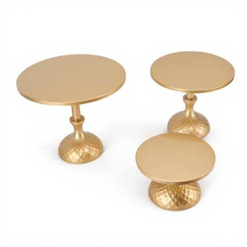 Jectse 3st Cake Stand Iron Round Footed Cake Holder, Dessert Bordsskärm för Fester, Bröllop, Fester, Guld med Fotkakhållare, Pedestalkakestativ