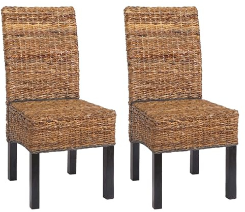 CHEFGASTRO 2er-Set Esszimmerstuhl Korbstuhl Stuhl Malibu Bananengeflecht HxBxT 96x46x41cm Sitzhöhe 46cm dunkel ohne Kissen