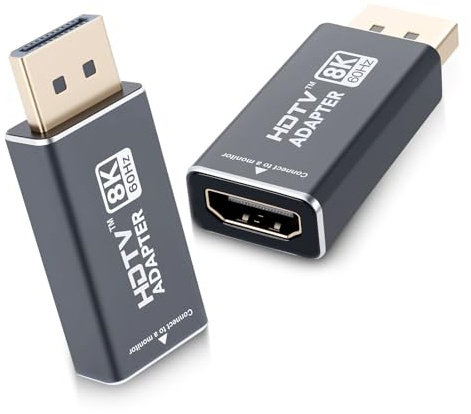 APKLVSR DisplayPort auf HDMI Adapter 8K@60Hz, Unidirektional DP auf HDMI Konverter, aktiver HDTV Displayport Adapter mit 4K@240Hz (DSC erforderlich), Plug & Play für PC, Monitor, Beamer