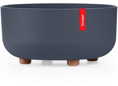 KONZEPT Blumentopf mit Füßen Ø 30 cm, Höhe 14 cm, großer Übertopf für innen & außen, UV-beständig & wetterfest – Anthrazit