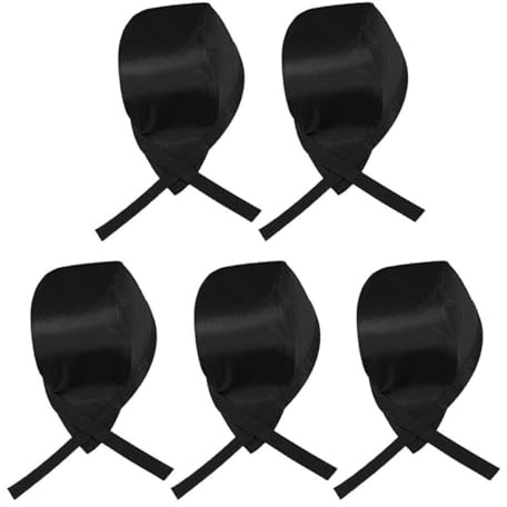 LALADEFIEE Set da 5 Cappelli da Cuoco in Cotone Nero, Cappelli da Chef Comodi e Professionali per Cucina e Ristoranti