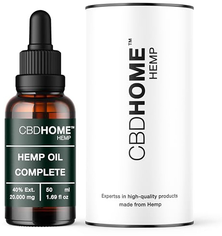 CBHOME Oils - Olio di semi di canapa 40% Max - 50 ml - Base di cocco biologico e semi di canapa - Spremuto a freddo - Senza additivi o solventi - 100% di origine vegetale - Certificato biologico UE