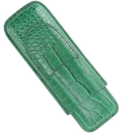 HUSHUI Cigarrfodral Hållare Vintage Läder Bärbar Humidor för Män Gift Anniversary 2 Cigarrer (Grön)
