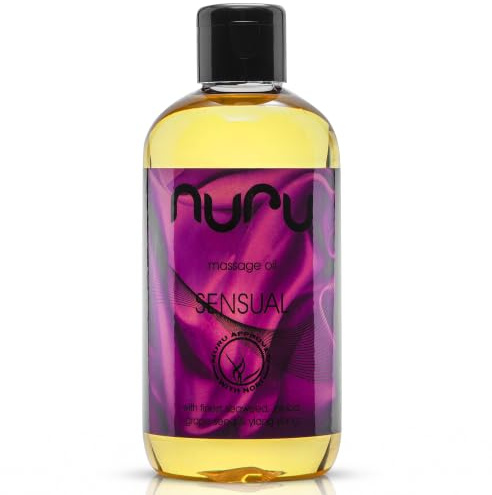 NURU Massageöl Sensual 250 ml – Premium Körperöl Made in EU, vegan & tierversuchsfrei, warmer Duft, mit Vitamin E & Nori-Algen, handgefertigte Qualität für Ganzkörpermassage
