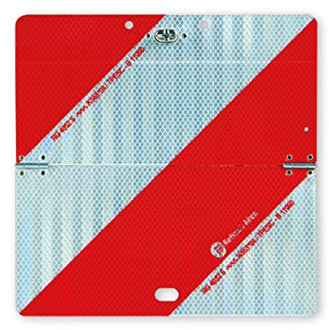Kleine Nachtparkwarntafel von Reflexallen, 282 x 282 mm, linksweisend | horizontal klappbar - reflektierend RA2/C - rot-weiße Warntafel