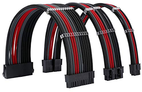 Formulamod Sleeve Extension Power Supply Cable Kit 18AWG ATX 24P+ EPS 8-P+PCI-E8-P with Combs for PSU to Motherboard/GPU Fm-NCK3