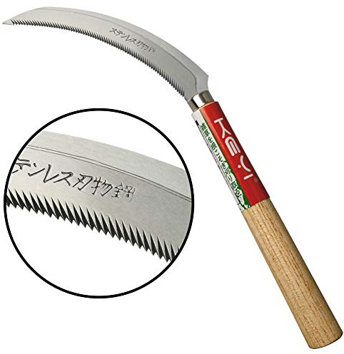 EYI Grass Sickle,Saw Tooth Sickle, Hand held Sickle Tool,Harvest Sickle with Wooden Handle, Light Serration, 6.6-Inch Stainless Steel Blade