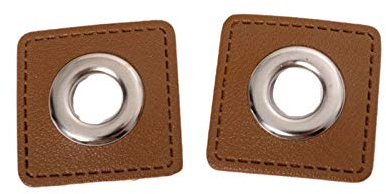 Ösen Patches für Kordeln Lederimitat, Braun